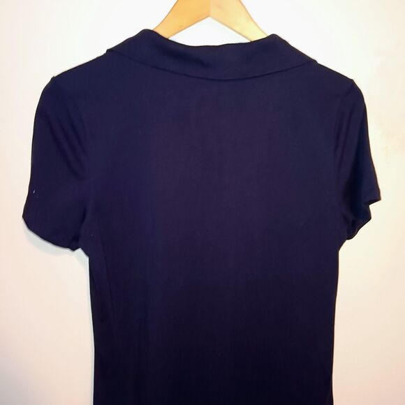 Calvin Klein Navy Polo Dress-Small-Stretch-Split Neck-Embroidered Logo-Classic - Picture 7 of 10